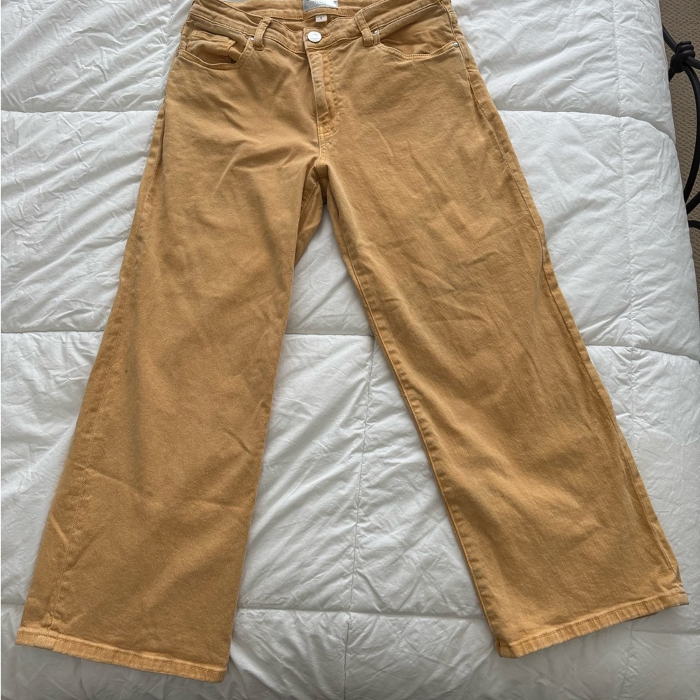 Kut from the Kloth Golden Yellow Wide-Leg Cropped Jeans